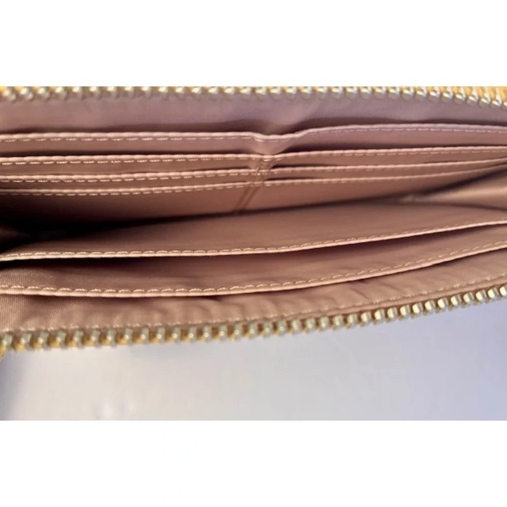 Coach Colorblock Leather Wristlet Grey Beige Yellow‎ Zip Top Clutch Wallet